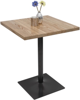 Bistrotisch HWC-H10, Bartisch Thekentisch, Industrial Gastro Metall Ulme Massivholz MVG 70x70cm ~ hellbraun