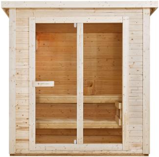 Artsauna Outdoor Sauna Varberg 200 x 160 cm mit 8 kW Ofen & Zubehör - Fichtenholz Gartensauna für 4 Personen - komplett Set Outdoorsauna für Garten