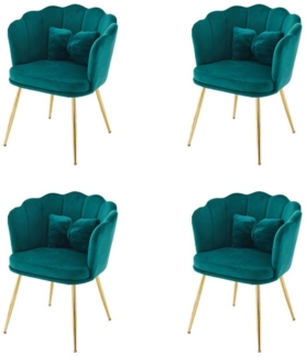 Flieks Polsterstuhl (Set, 4 St), 4er Set Esszimmerstühle mit Kissen Blütenblattstuhl Wohnzimmer Samt
