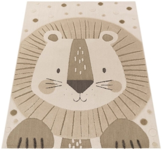 KADIMA DESIGN Kinderteppich Löwe Kinderzimmer 100% Polyester schmutzabweisend Kinderteppich, Läufer, Höhe: 21 mm, Florhöhe: 17 mm, Rücken - Baumwolle, Läufer, 80x150, Beige