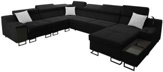 Ecksofa Nadadu VIII mit Schlaffunktion, Bettkasten, einstellbaren Kopfstützen, Lampe mit USB-Anschluss, Barfach (Uttario Velvet 2980 + Uttario Velvet 2973, Seite: Rechts)