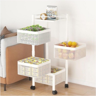 GarveeMore Rollwagen Beistellwagen Servierwagen Susi mit 3/4/5 Körben, Rollwagen, Steigen Servierwagen mit Ablagekörben