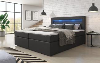 Luxusbetten24 Boxspringbett Repos, mit LED-Beleuchtung und USB-Anschluss