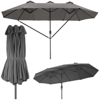 tectake Sonnenschirm Ampelschirm Silia 460x270 cm mit 3 Winddächern, geeignetes Set für Terrasse oder Garten, Parasol inkl. Windsicherung und Schutzhülle, 460x270 cm