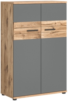 Kleiner Büroschrank Mason - Nox Oak / Basalt Grau