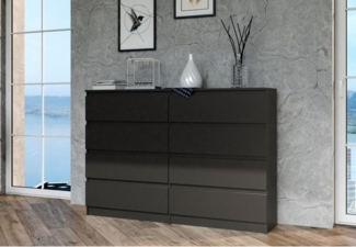 Home Collective Kommode Highboard Sideboard für Flur Schlafzimmer Wohnzimmer (Perfekt für Wohnzimmer, Schlafzimmer oder Esszimmer), mit 8 Schubladen, Breite 140 cm Höhe 97, Schwarz