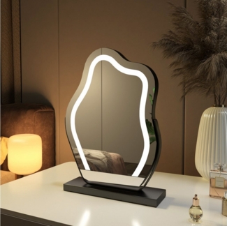 EMKE Schminkspiegel Wolken Form LED Beleuchtung, mit Stabil Standfuß, Kalt/warm/neutralweiß Dimmbar Licht