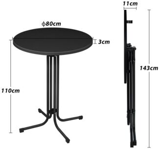 FIVMEN Stehtisch Klappbarer Ø 80 cm Bistrotisch aus Aluminium Rund 110 cm hoch Bartisch (Leichte Montage, Partytisch pulverbeschichtet)