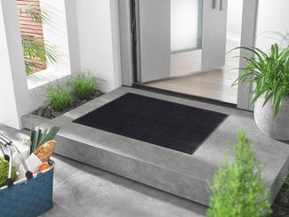 wash+dry by Kleen-Tex Teppich Duo Charcoal, rechteckig, Höhe: 9 mm, rutschhemmend, In- und Outdoor geeignet, waschbar