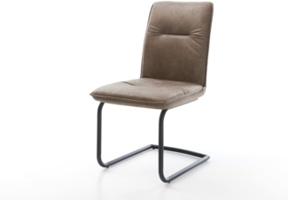 Freischwinger Vinjo-Flex Mikrofaser Taupe Vintage Freischwinger rund Schwarz