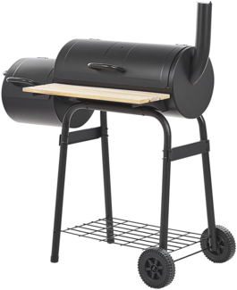 Beliani 'SATAH' Holzkohlegrill mit Räucherkammer, Stahl Schwarz, 51 x 110 x 115 cm