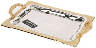 Almina Tablett 2-Teilig Gold/Silber Metallbrett Servierttablett aus Edelstahl 18/10, (2-tlg)