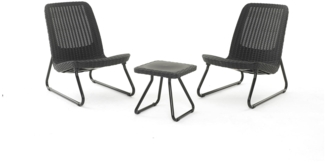 Dmora Loungeset für draußen Canmore, Outdoor-Lounge mit Couchtisch, Terrassenset mit Kissen, 78x54 h79 cm, Anthrazit