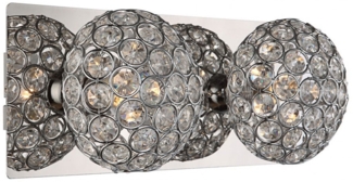 Wandleuchte, 2-Flammig, Kugeln Kristalle, Chrom, L 29 cm