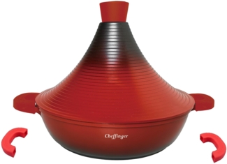 Aluguss Tajine Tagine Ø28cm Induktion Silikongriffe Gartopf Dampfgarer Bräte Rot