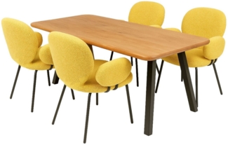 LC Home Essgruppe LC Home Essgruppe Lille Esstisch Wildeiche Esszimmerstühle Teddystoff