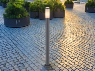 LED Wegeleuchte aus Edelstahl in Anthrazit & Opal, Höhe 110cm