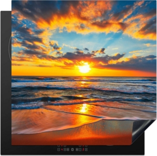 MuchoWow Herd-Abdeckplatte Sonne - Strand - Meer - Sonnenuntergang, Vinyl, (1 tlg), Cerankochfeld Abdeckung, Herd Abdeckplatten Vinyl, 58x59 cm