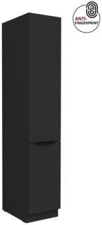 Küchen Hochschrank 40 cm Küche ARIA Schwarz ultra matt + Schwarz matt, hochwertige Fronten mit Anti Fingerprint Beschichtung Küchenzeile Küchenblock