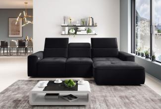 Stylefy Colton MINI Ecksofa Velours Schwarz Rechts