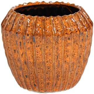 finehomegarden Blumentopf Topf Übertopf Keramik amber Ide Rib Ø16,5 H14cm + Ø18,5 H16cm (1 St, Stück), Pflanztopf Pflanzgefäß 2Größen wählbar