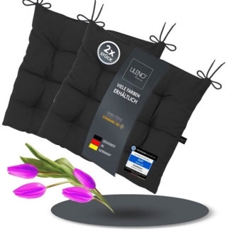 LILENO HOME Stuhlkissen Sitzkissen für Gartenstuhl, Küchenstuhl oder Esszimmerstuhl 40x40x6 cm, Bequeme Indoor u. Outdoor Stuhlauflage als Stuhl Kissen Schwarz