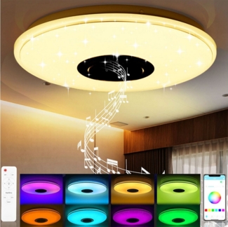 oyajia Deckenleuchte 38W/60W RGB LED Deckenlampe Dimmbar, mit Bluetooth Lautsprecher, LED fest integriert, RGB Farbwechsel (3000~6500K), Dimmbar mit Fernbedienung /APP-Steuerung,Wohnzimmer Schlafzimmer Lampe