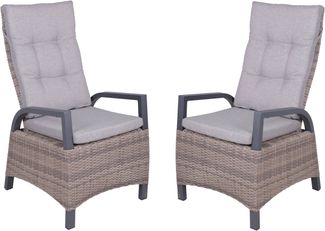 Gartenstuhl 2er Set AACHEN - Kunststoff, Champagner | Hochlehner Wetterfest Gartenstühle Outdoor Essstühle