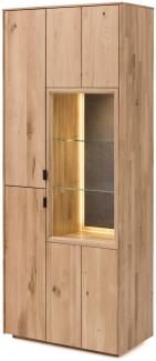 Vitrine Porto 5 Eiche bianco massiv 80 x 203 x 42 cm Vitrinenschrank ohne Beleuchtung, ohne Steinrückwand