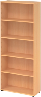 bümö Regal Buche, Standregal aus Holz für 5 Ordnerhöhen - Bücherregal 80 cm breit, Aktenregal für Ordner & Bücher, Büroregal, Holzregal, Ordnerregal, Aufbewahrungsregal, Buchregal, 4000-6