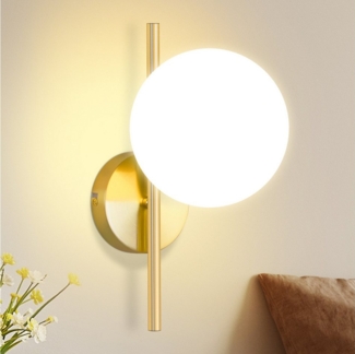 Nettlife Wandleuchte Innen Schlafzimmer Vintage Gold Glas Nachttischlampe Treppenhaus, ohne Leuchtmittel, Wandbeleuchtung für Flur Wohnzimmer Wall Bett