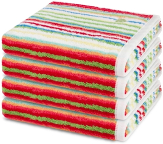 Ross Vita 4 tlg. Frottier-Set - 4 X Handtuch (50 X 100cm) - 520 - Rot / weiß