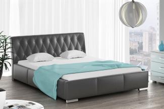 Polsterbett Bett Doppelbett THORE Kunstleder Schwarz 160x200 cm