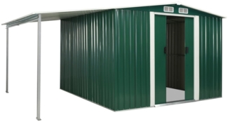 vidaXL Gerätehaus mit Schiebetüren Grün 386×259×178 cm Stahl 144031