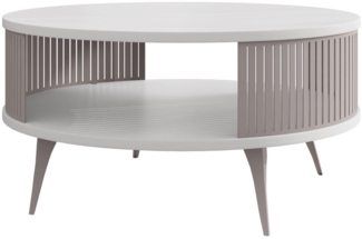 Couchtisch Rajkon Cashmere, Beine und Seiten aus Stahl (Farbe: Cashmere / Arktisches Weiß)