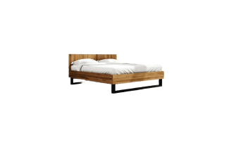 Bett Leeds Sonderlänge 160x220 Wildeiche massiv mit Holzkopfteil und Metallkufen