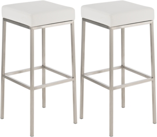 2er Set Barhocker BIDAN - Kunstleder Weiß 37 x 37 x 80 cm | Barstuhl Mit Lehne Tresenhocker Tresenstuhl Kneipenhocker Kneipenstuhl
