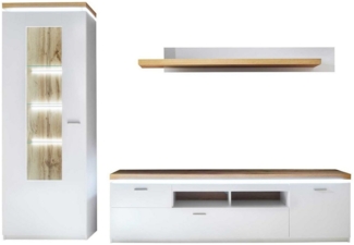 Wohnwand 1 CALI Wohnkombi weiß Akzente Wotan Eiche