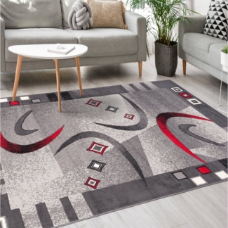 Mazovia Designteppich Modern Teppich Kurzflor Wohnzimmerteppich Robust und pflegeleicht GRAU, 60x100 cm, Fußbodenheizung,Allergiker geeignet,Farbecht,Pflegeleicht,Geometrisch