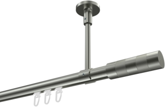 Innenlauf-Gardinenstangen-Set Sonette Mavell 520 cm (geteilt in 4x130 cm), 1-läufig, 20 mm Ø Edelstahl-Optik