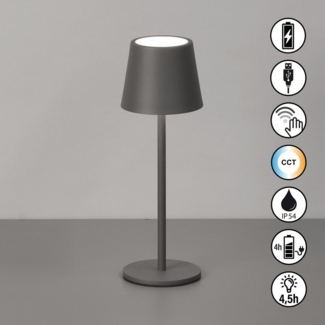 easy! BY FHL Außen-Tischleuchte Roxi, Dimmfunktion, Farbsteuerung, USB-Ladefunktion, LED fest integriert, Warmweiß, lange Leuchtdauer