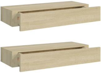 vidaXL Wandregale mit Schubladen 2 Stk. Eichen-Optik 60x23,5x10 cm MDF 330262