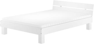 Erst-Holz Französisches Bett Futonbett Doppelbett 160x200 Massivholzbett Buche waschweiß Rollrost V-60. 86-16W mit Matratze