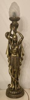 Casa Padrino Barock Tischleuchte Frau mit Cobra Schlange Antik Gold H. 74 cm - Prunkvolle Schreibtischleuchte im ägytischen Stil - Barock Leuchten - Barock Interior - Barock Möbel
