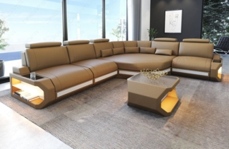 Sofa Dreams Ecksofa Asti, Couch, L Form Ledersofa mit LED, Designersofa
