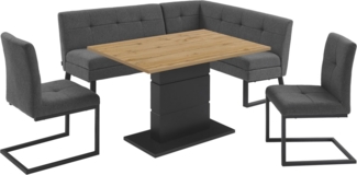 OTTO home Eckbank Geranie, Sitzbank, Essbank, pflegeleichter Strukturstoff, Eckbank inkl. Stauraum, Pulverbeschichtetes Metallgestell