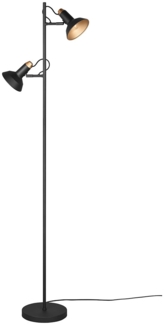 Stehleuchte, schwarz, gold, Spot beweglich, H 155 cm