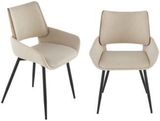 Signature Set mit 2 Stühlen aus beigem Stoff H81 cm - HORTENSE - Beige