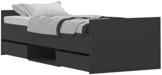vidaXL Bettgestell mit Kopf- und Fußteil Schwarz 75x190 cm 3203818