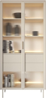 Compleo Glasvitrine mit 2 Schubladen, zweiturig, Stimmungsvolle LED-Beleuchtung